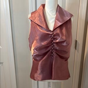Elegant Dusty Rose Sleeveless Ruched Blouse Size 14 NWT
